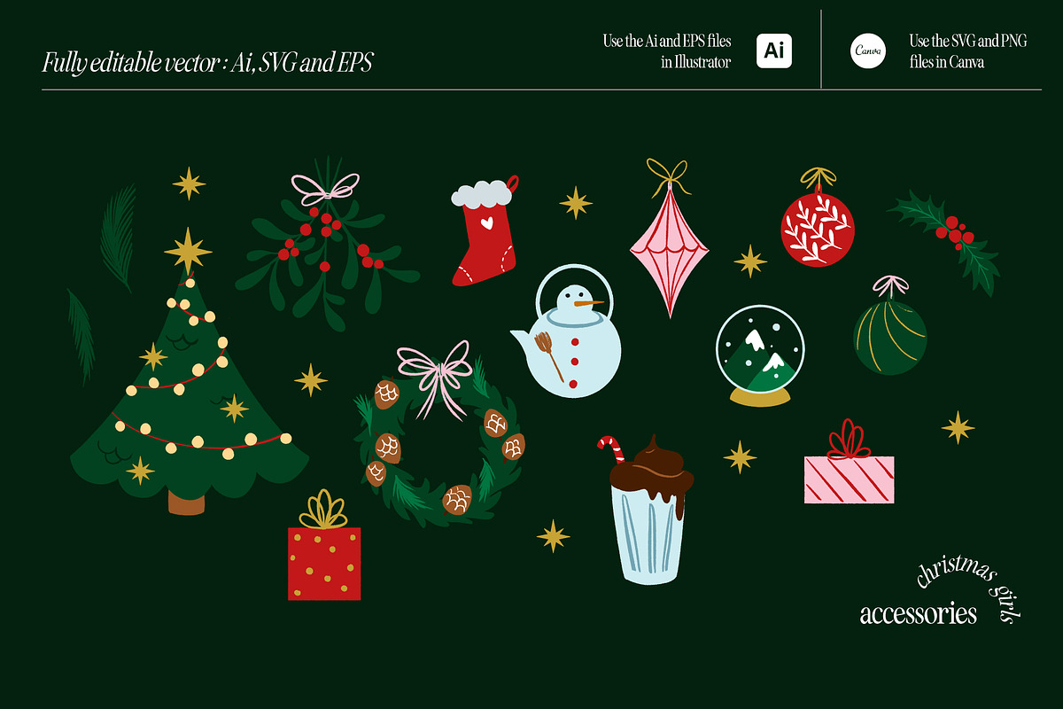 Christmas girls Collection, a Decorative Illustration by The Creative Butternut (Photo 3 of 9)