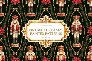 Vintage Christmas Painted Patterns 2, a Pattern Graphic by Euonia Meraki