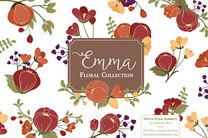 Autumn Floral Vectors & Clipart, an Illustration by Amanda Ilkov