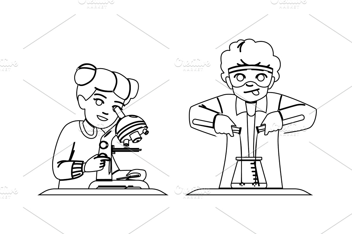 education kids science experiment, an Illustration by pikepicture