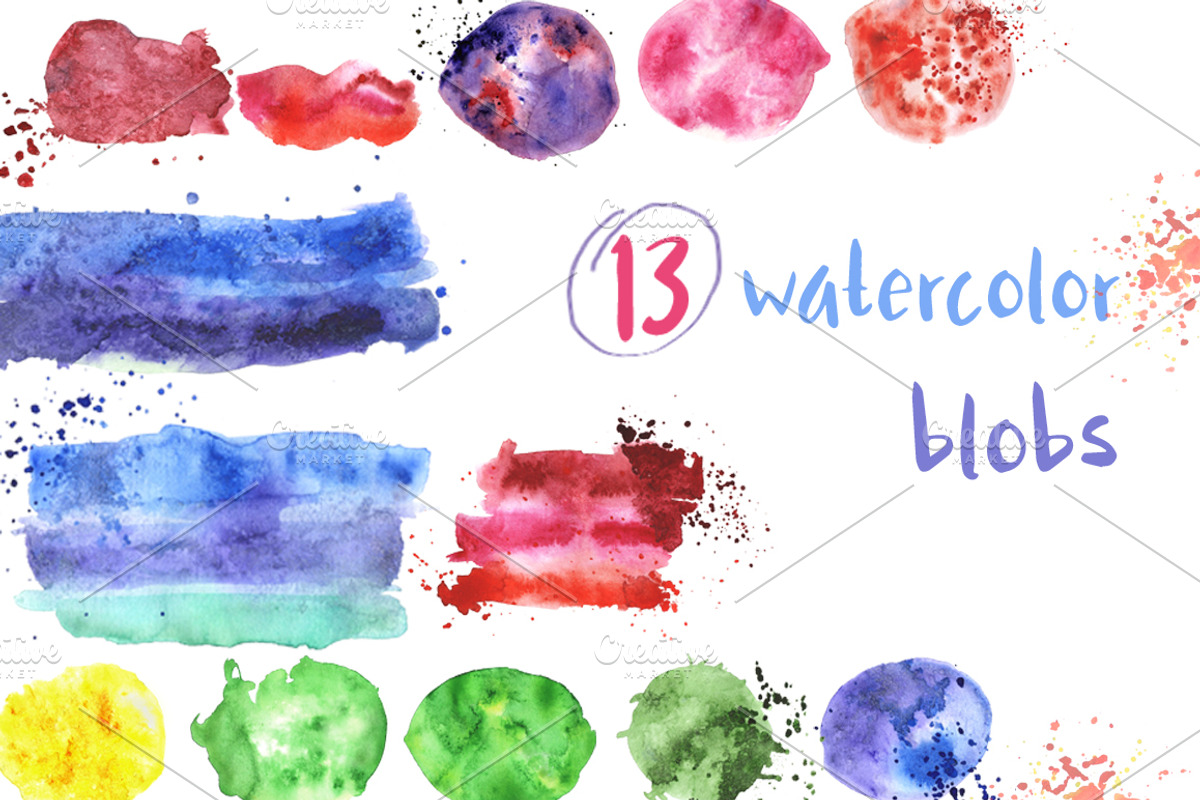 Watercolor blobs and cards, a Texture Illustration by naum_studio
