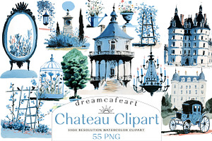 Chateau Clipart - Vintage Doodles, an Illustration by DreamCafeArt