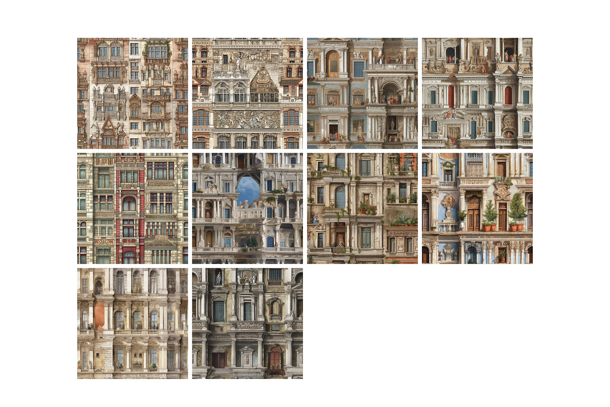 Classical Facade Seamless Patterns, a Pattern Graphic by PrintyleStudio (Photo 2 of 6)