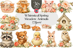 Spring Meadow Animals Clipart