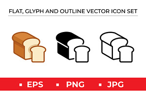 Bread Loaf Icon Set Vector, an Outline Icon by Artonix