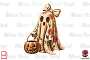 Floral Ghost with Pumpkin Basket, a Graphic by Moss Rose (Thumbnail 1 of 3)