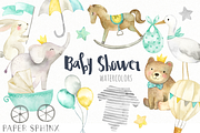 Watercolor Baby Shower Clipart, an Illustration by PaperSphinx (Thumbnail 1 of 2)