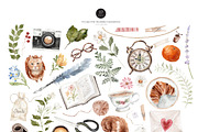 Watercolor Clipart - COTTAGE TABLE, a Decorative Illustration by Beigetime (Thumbnail 3 of 9)