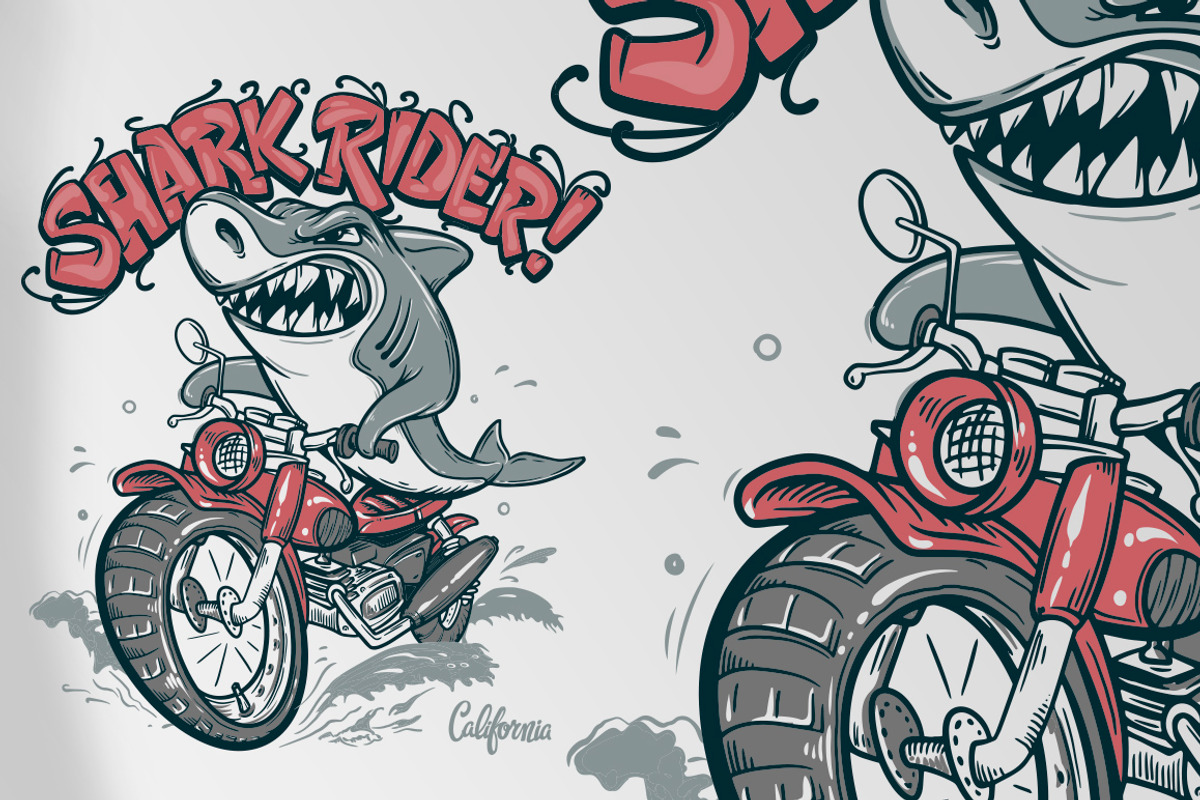 Shark Rider T-Shirt design, a Graphic by Urbanshop (Photo 4 of 4)