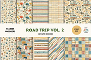 Road Trip Digital Paper Pack Vol. 2, a Seasonal Illustration by Seaside Whiskers (Thumbnail 1 of 4)