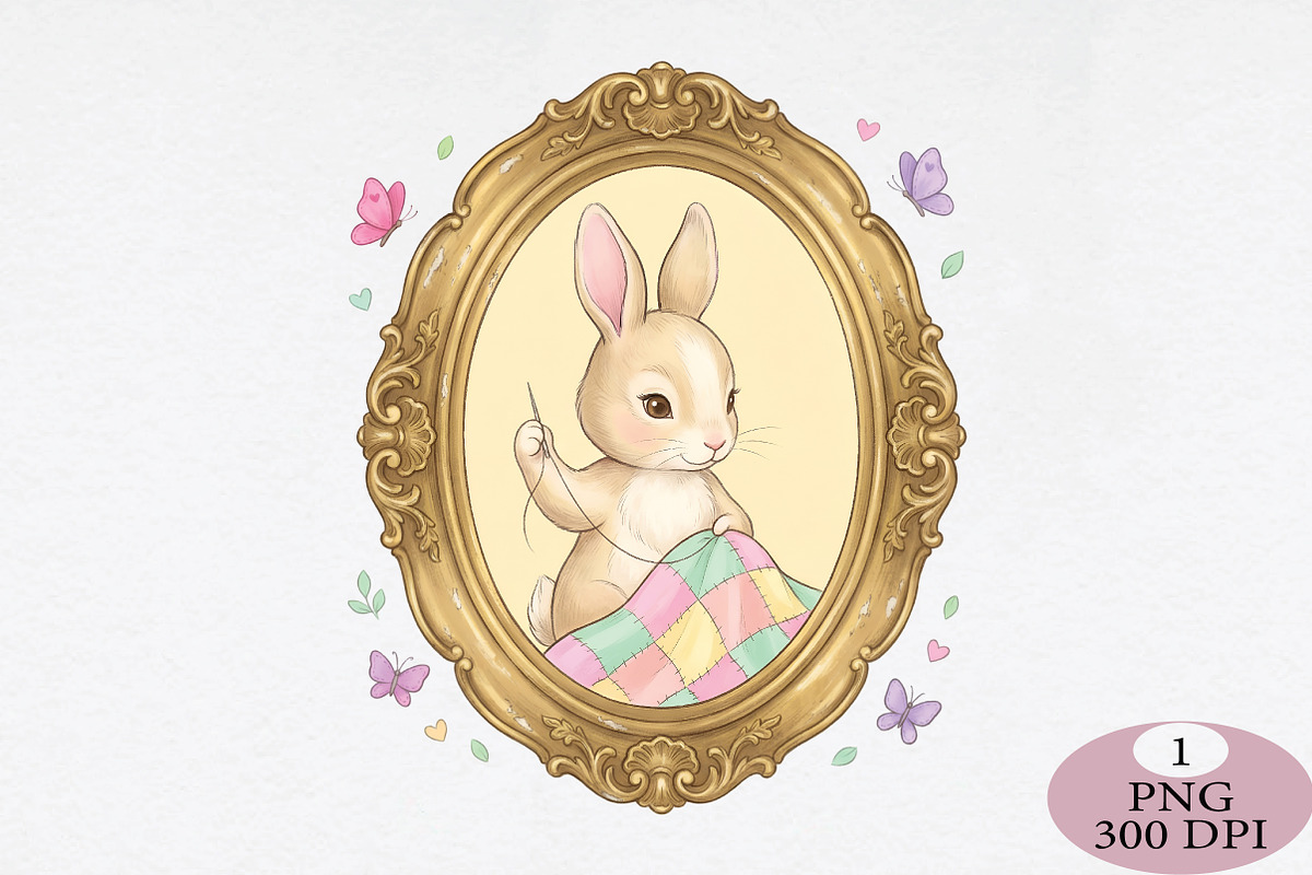 Cute Bunny Mom Sewing Quilt PNG, an Illustration by Daily.Designs (Photo 1 of 5)