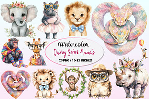 Quirky Safari Animals Clipart, a Graphic by CitraGraphics