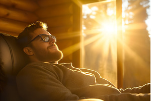 Relaxing in cabin while, a Technology Photo by Lermont51