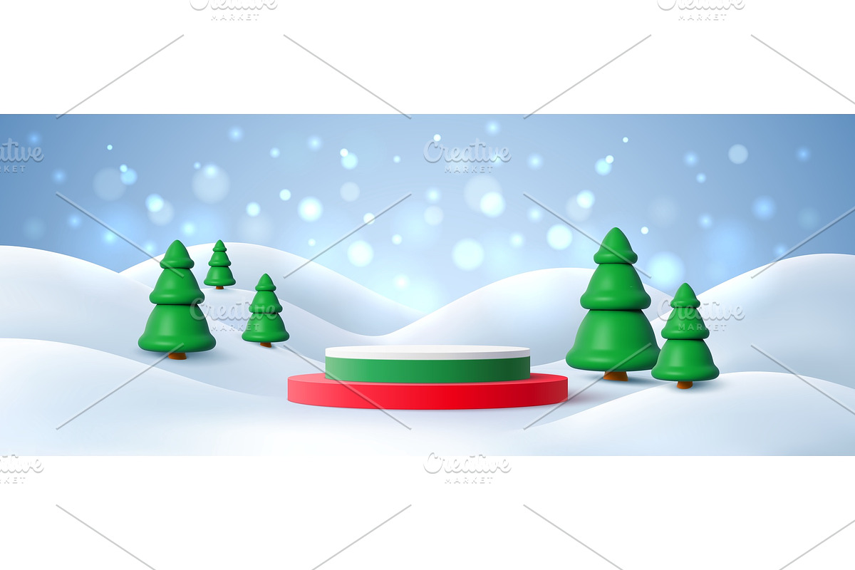 3D Christmas podium pedestal display, a Seasonal Illustration by Buch&Bee (Photo 1 of 3)