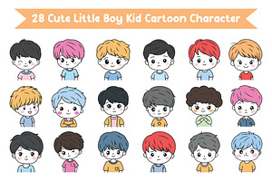 28 Cute Boy Kid Cartoon Character, a Person Illustration by jongcreative