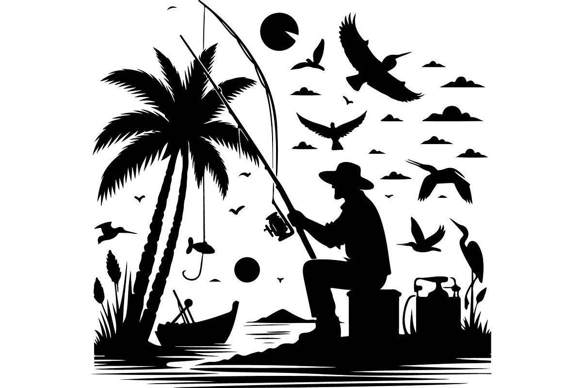 Fishing Vector Scene Bundle, an Object Graphic by jahid234 (Photo 5 of 13)