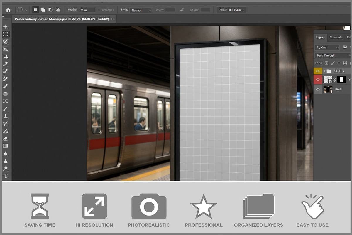 Poster Subway Station Mockup PSD