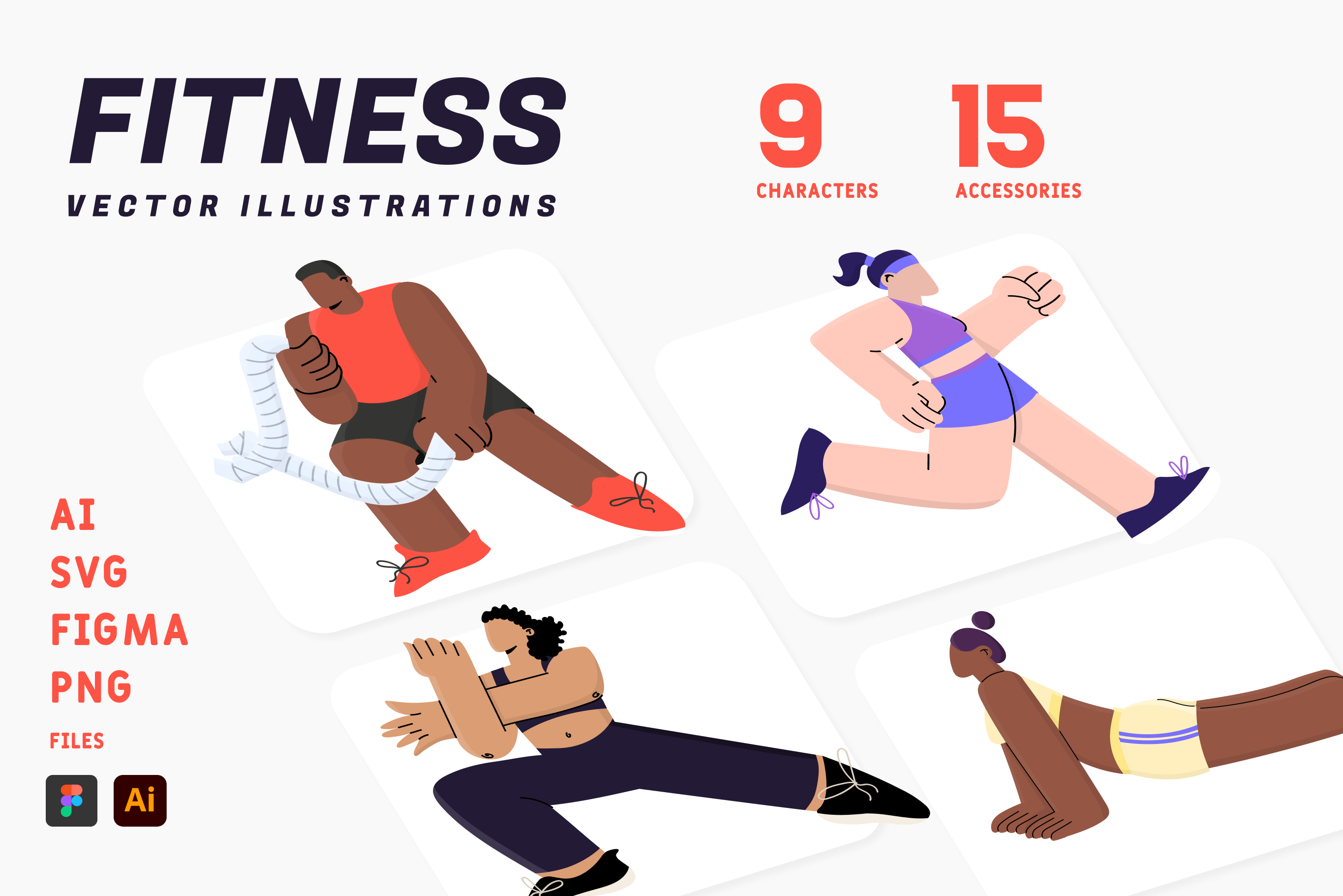 Fitness Vector Illustration Pack, a Graphic by Simona's shop