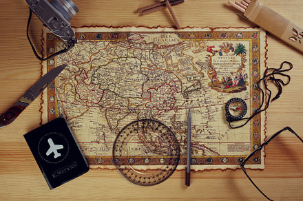 top view to the Vintage map on the w