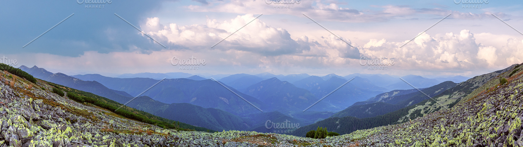 Summer sunrise mountain panorama (Carpathian, Ukraine)., a Nature Photo by YuriyB