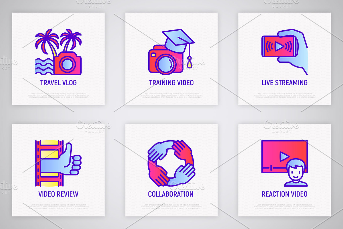 Video Blogging | 16 Thin Line Icons, an Outline Icon by Alex Blogoodf (Photo 6 of 11)