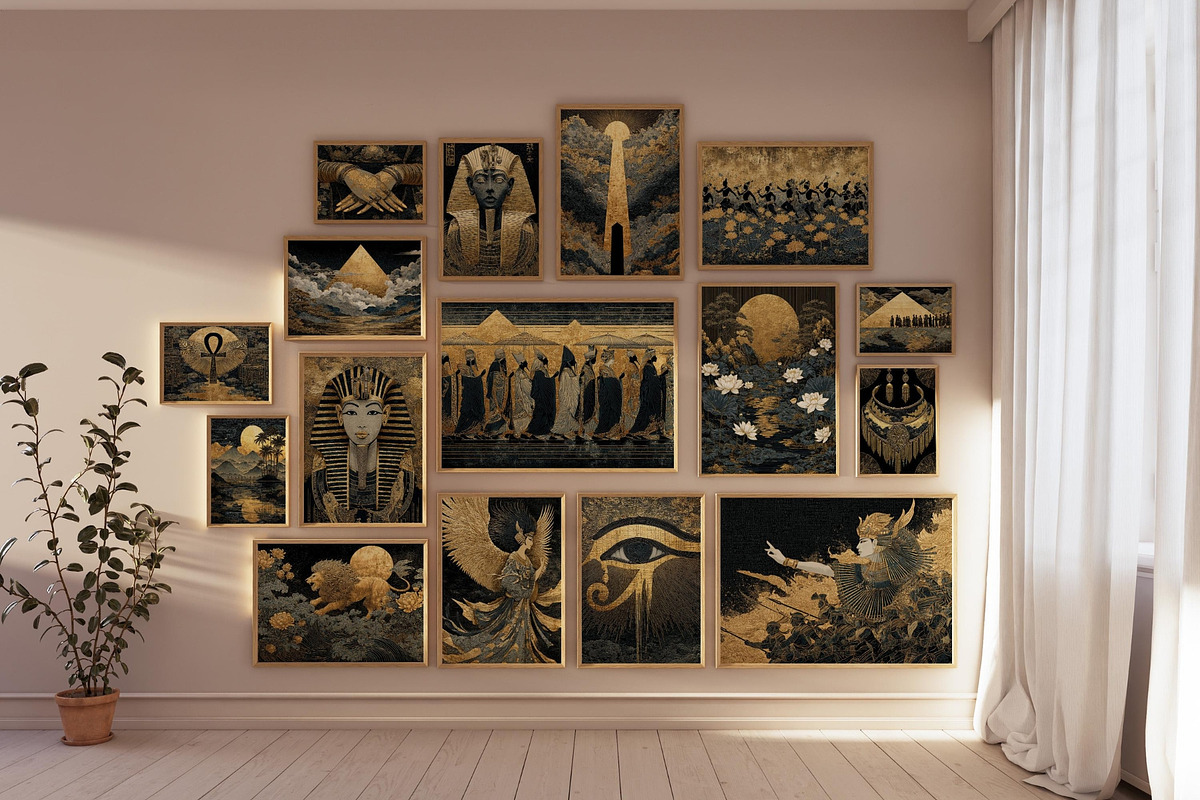 Egyptian Gold & Black Wall Art, an Illustration by PrintablesByFranklyn (Photo 2 of 7)