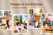 People in cozy home kitchen cards, a Person Illustration by Good Studio (Thumbnail 1 of 5)