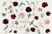 Blush & Wine Watercolor Flowers PNG, a Decorative Illustration by whiteheartdesign (Thumbnail 8 of 10)