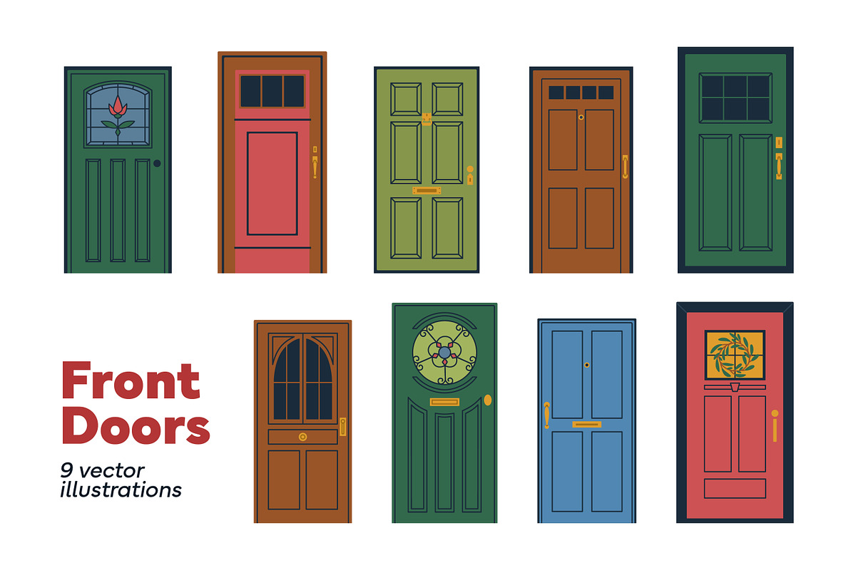 Front doors, home entrances set, an Object Illustration by Good Studio (Photo 1 of 4)