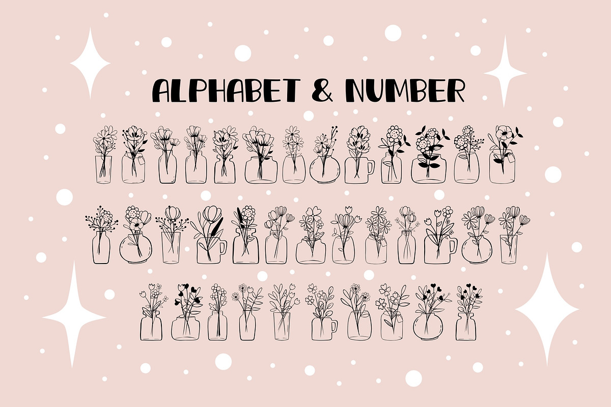 Flowers in Vase OTF Dingbats Font, a Symbol Font by DREAMs Soul G. (Photo 2 of 3)