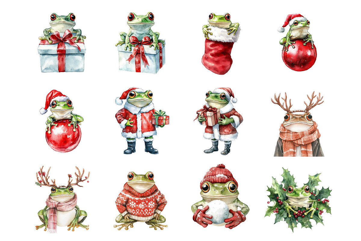 Christmas Frog Clipart, an Illustration by Design Market (Photo 2 of 3)