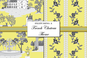 Toile De Jouy Patterns Yellow & Blue