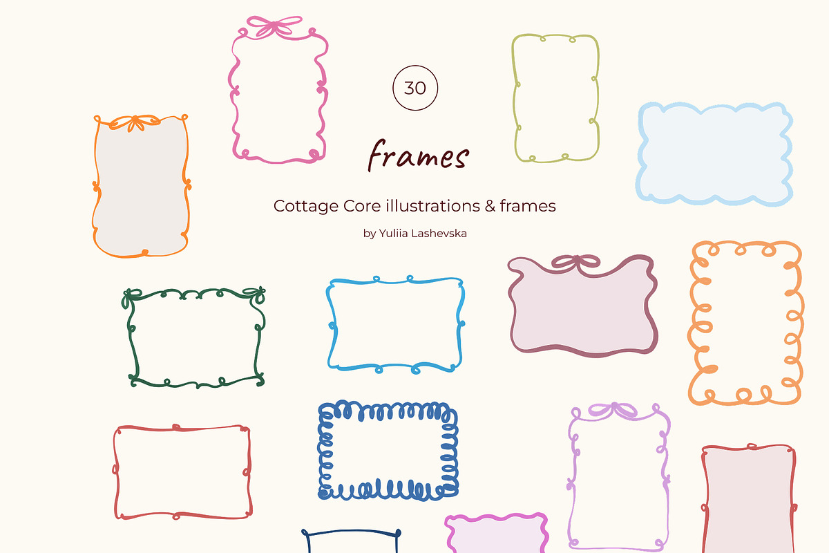 Cottage core illustrations & frames, a Decorative Illustration by Yuliia Lashevska (Photo 5 of 9)