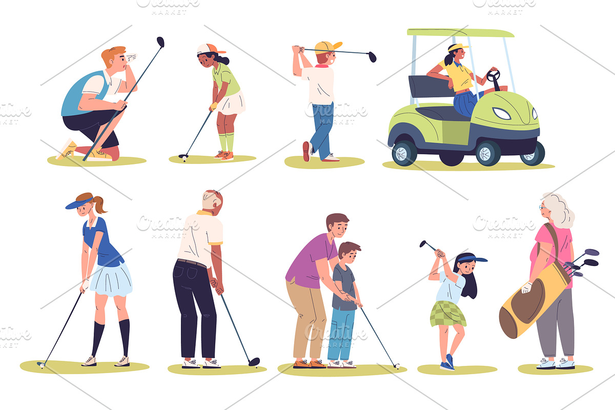 Golf players characters. Rich people, a Sport Illustration by Stock-Smart-Start