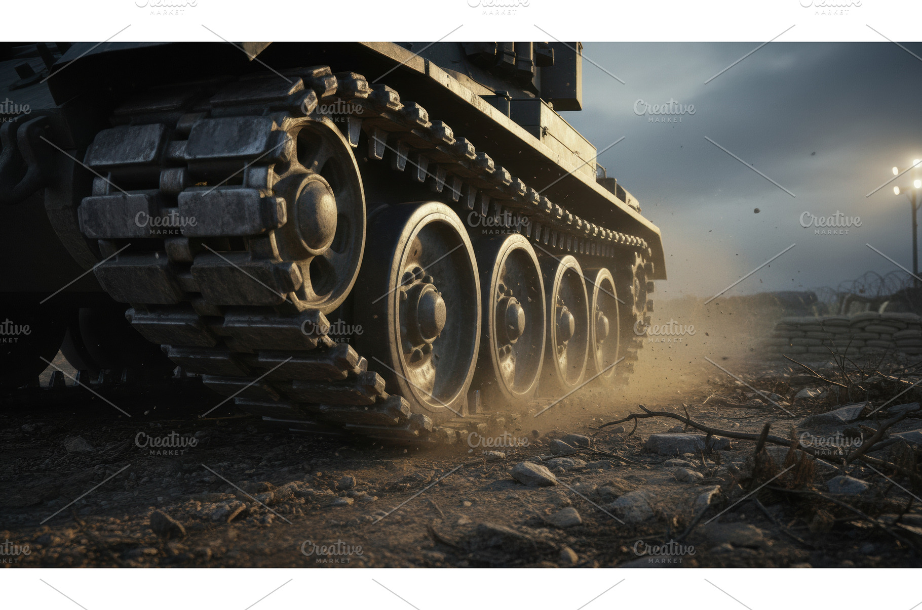 Close view of a military tank track, a Transportation Photo by Igor Tichonow