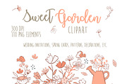 Sweet Pink Garden Wedding Clipart, an Illustration by Bamboobear Books Shop (Thumbnail 1 of 6)