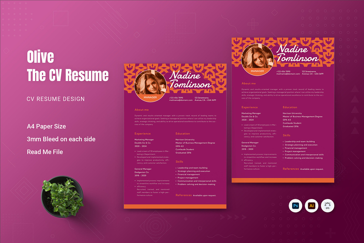 Olive - Resume Template, a Resume Template by Fannan Studio (Photo 1 of 3)