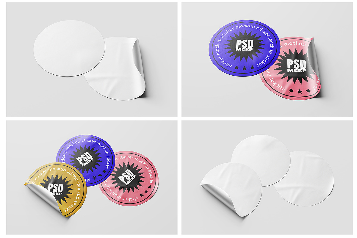 Round Sticker Label Mockup Set, a Merchandise Mockup by Remnand Studio (Photo 9 of 9)