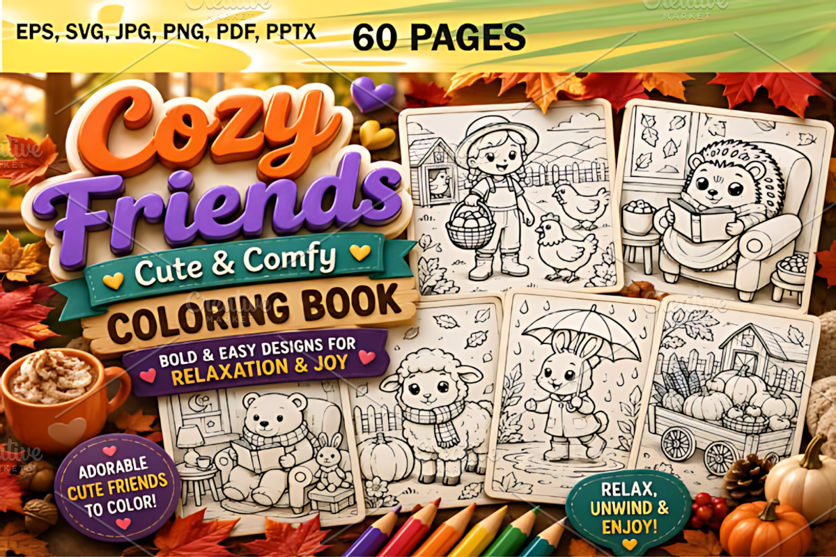 Cozy Friends: Cute & Comfy Coloring, an Animal Illustration by Design Station (Photo 1 of 2)