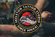 Skeleton Tattoo Badge Logo, a Branding & Logo Template by Stead Supply (Thumbnail 1 of 2)