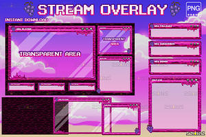 Kawaii twitch overlay package, a Social Media Template by 2SUNS