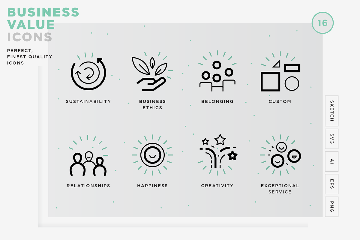 Business value icons, an Outline Icon by Vineta Rendon (Photo 1 of 7)