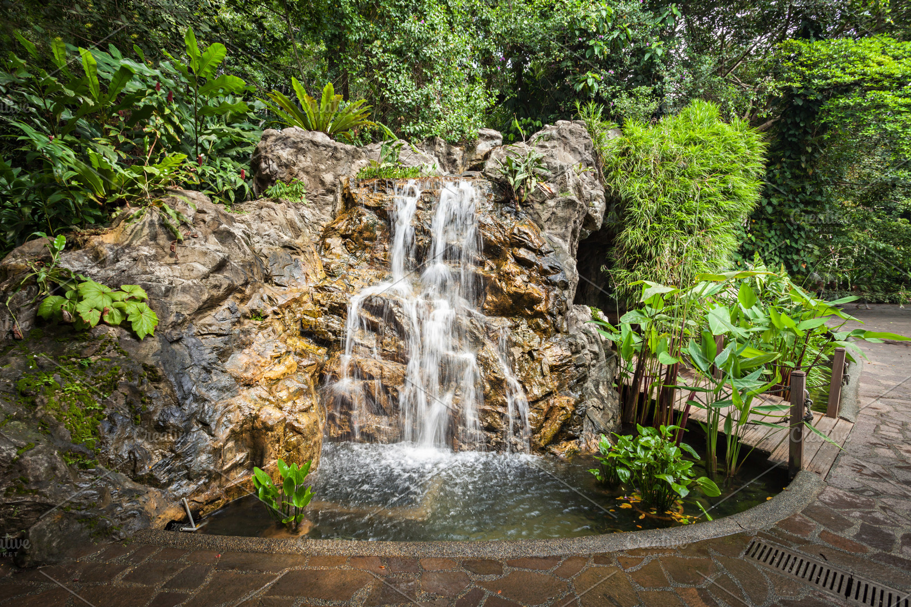Waterfall in park, a Photo by saiko3p