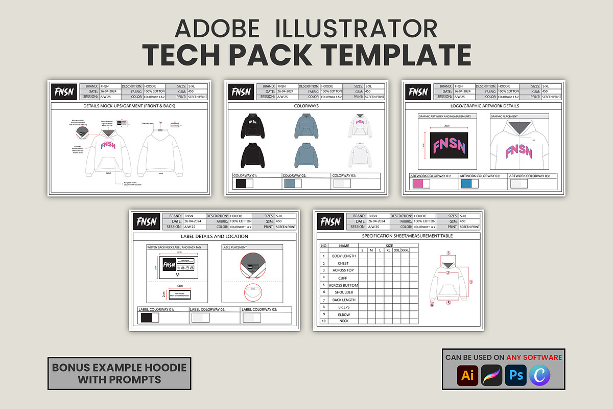 Fashion Tech Pack Template, a Graphic by S.i. Graphics (Photo 2 of 3)
