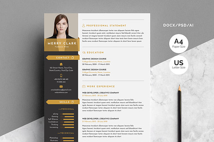 Modern Resume Template 3 Pages, a Resume Template by WhiteGraphic