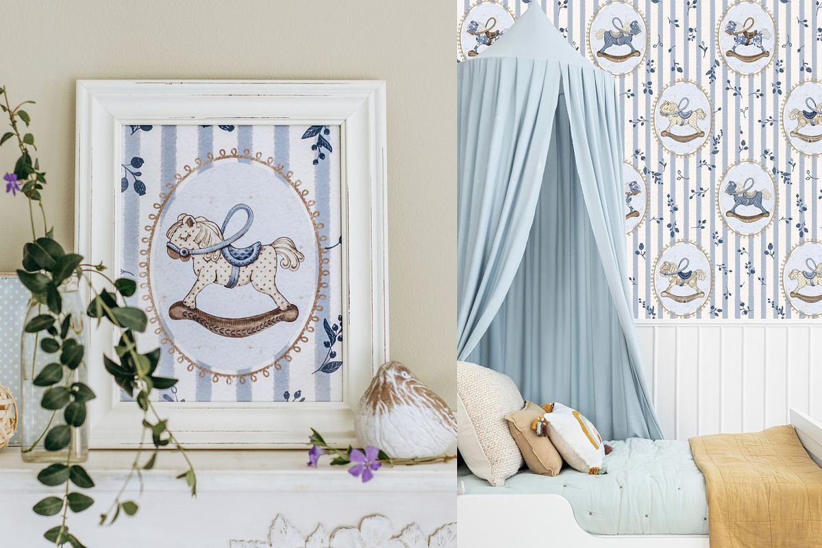 Rocking Horses Cute Seamless Pattern, a Pattern Graphic by MouseGrey (Photo 2 of 7)