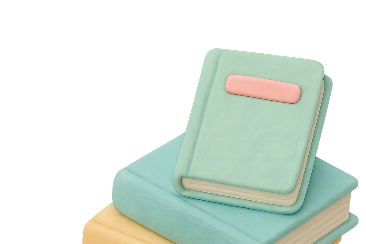 Stack of pastel-colored notebooks an, an Illustration by Dvoevnore photos