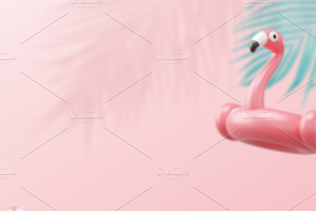 Inflatable flamingo ring pool float, an Object Illustration by ArtBackground