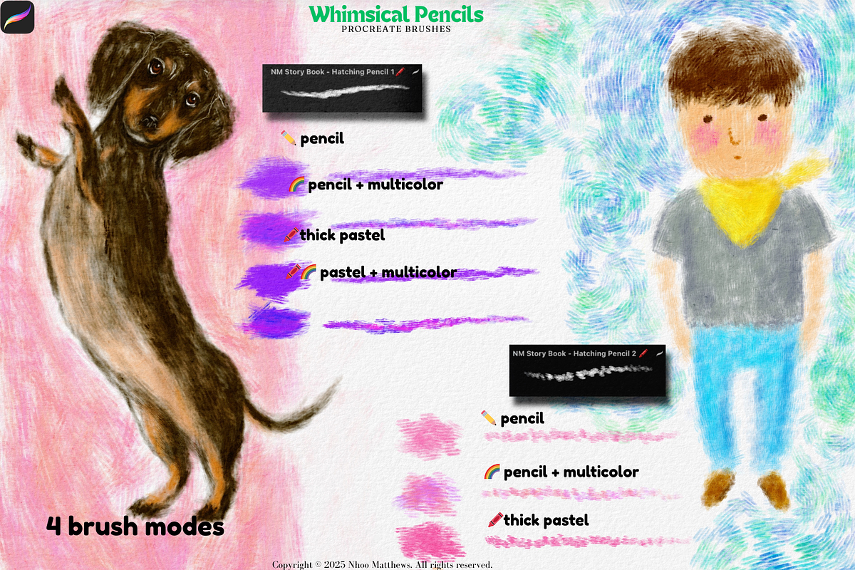 Procreate Whimsical Pencil Brushes, a Brush Add-On by Fashion Workshop Bkk (Photo 7 of 11)