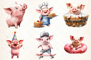 Funny Pink Pig Clipart Bundle, an Illustration by DreamCafeArt (Thumbnail 3 of 9)